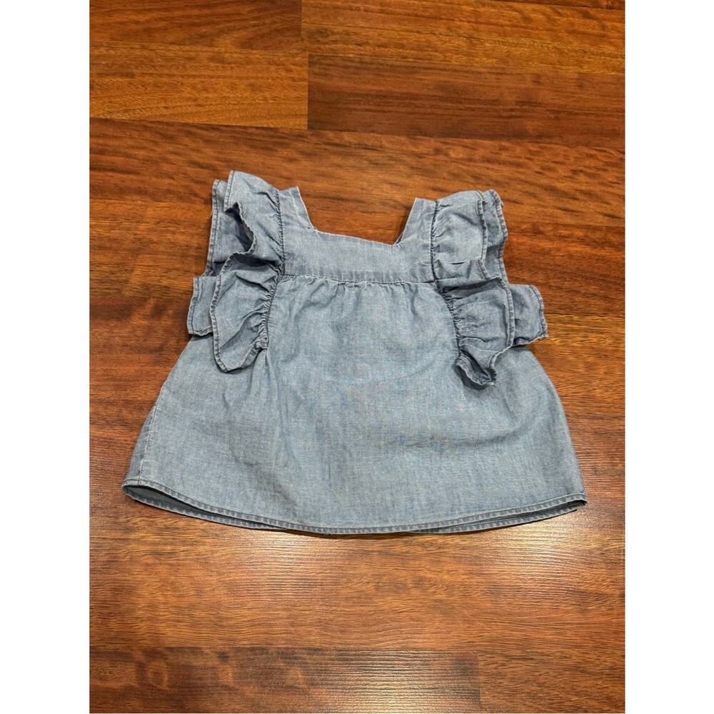 Zara - Chambray Ruffle Sleeve Tank Top